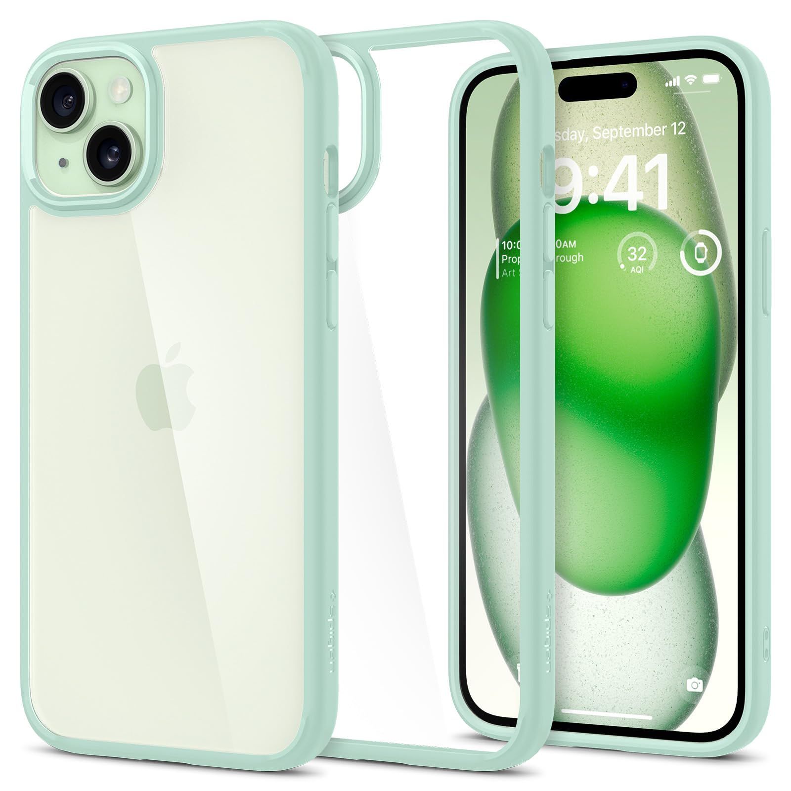 Spigen Ultra Hybrid Back Cover Case Compatible with iPhone 15 (TPU + Poly Carbonate | Apple Green) Spigen Ultra Hybrid Back Cover Case Compatible with iPhone 15 (TPU + Poly Carbonate | Apple Green) - Apple Green / iPhone 15