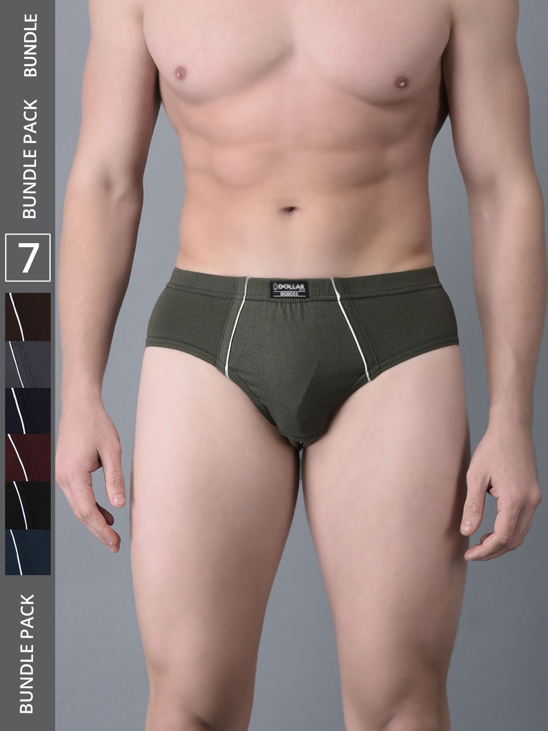 Men's Assorted Pack of 7 Combed Cotton Solid Brief With Anti-Microbial Odour Control