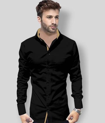 P&V - Black Cotton Slim Fit Men's Casual Shirt (Pack of 1 )