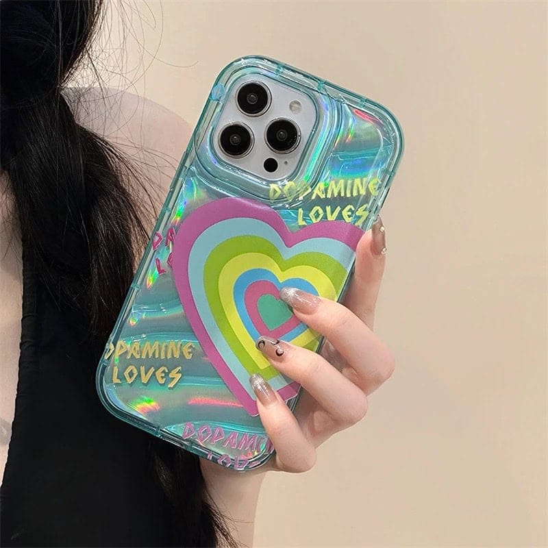 2 In 1 Colorful Heart Blue Laser iPhone Soft Case-iPhone 14 Plus / iPhone 15 Plus