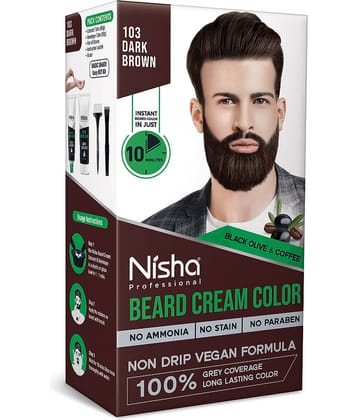 Nisha Beard Colour for Men Dark Brown 120g, Professional Beard Hair Colour, Ammonia Free Beard Cream Hair Color