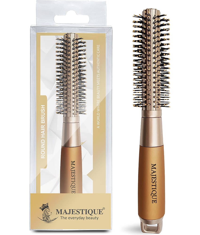 Majestique Golden Series Round Hair Brush for Blow Drying Nylon Bristles for Men, Women - 1 Pcs
