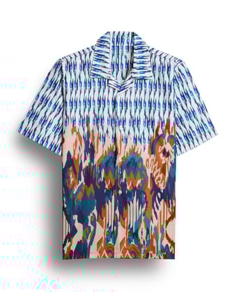 "Blue Essence: Embracing Modern Artistry with Abstract Printed Shirt by Glamastitch"-S / Cotton