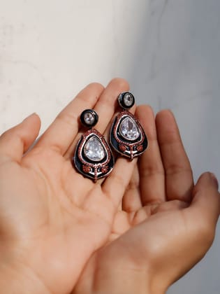 Kayla Polki Earrings-Black