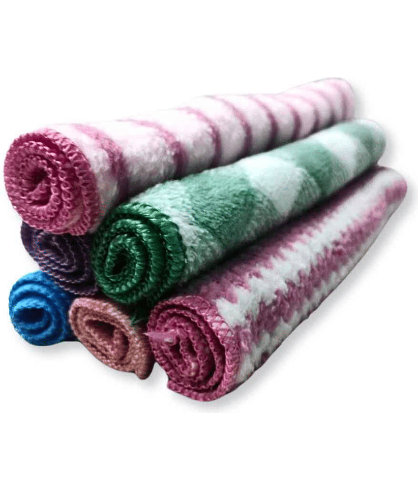 KLEANSHINE Microfiber Face Towel/Handkerchief/Rumal/Extra Soft and Super Absorbent for, Kids and Newborn Baby (Colour & Print May Vary) (25 x 25 CM) Pack of 6