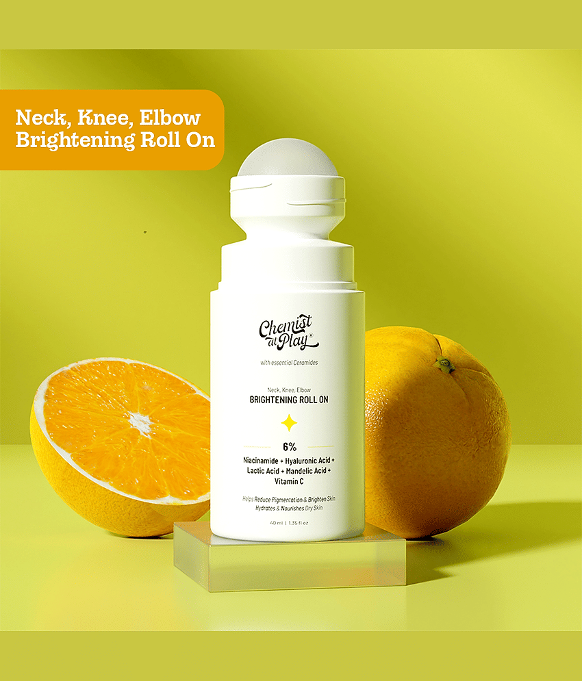 Chemist At Play Neck Knee Elbow Brightening Roll On Controls Pigmentation & Brighten Skin , 40ml (Pack of 1)
