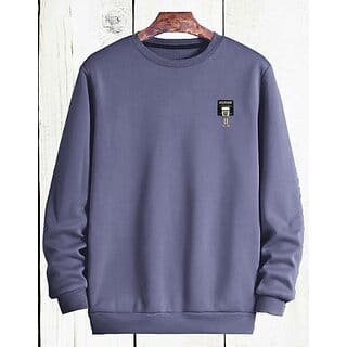 Fashlook Mens Grey Solid Round Neck Full Sleeve Sweatshirt