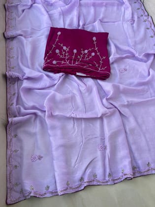 Pure upada silk fabric with beautiful  hand mirror kadhana boder work  saree  cantrast full heavy work  bp all colour newwork Quality suppr Saree