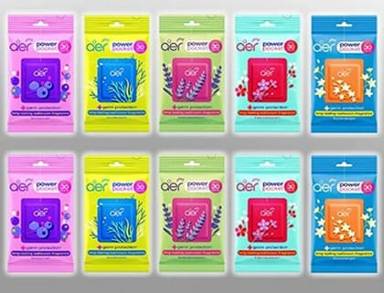 Godrej Aer Pocket BERRY RUSH, SEA BREEZE, FRESH BLOSSOM, FLORAL DELIGHT, LAVENDER BLOOM Blocks (5 X 2 Units)(10 x 10 g)