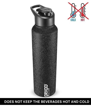 PEXPO 1000 ml Stainless Steel Sports and Fridge Water Bottle (Set of 1, Black, Chromo)