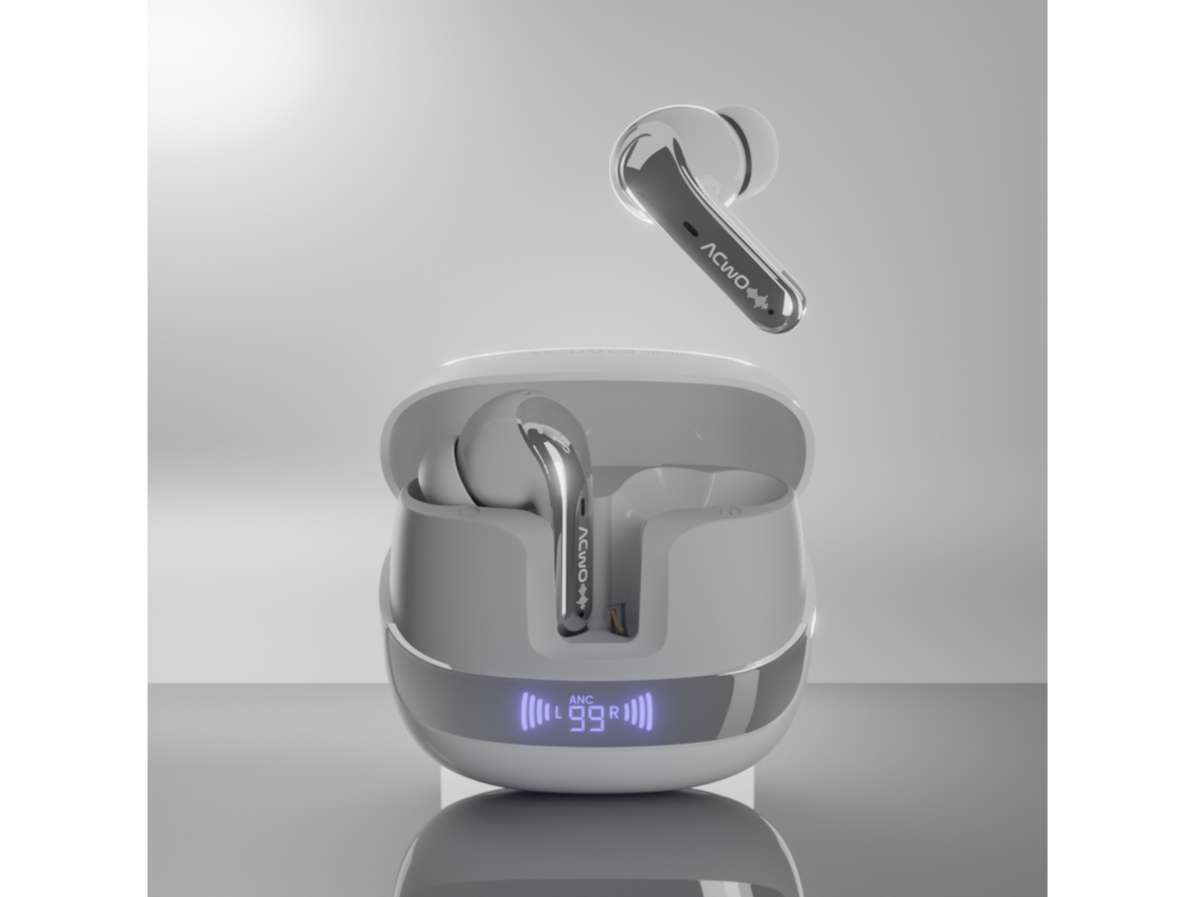 ACwO DwOTS 747 TWS Earbuds, Dual Device Connectivity, ANC 32dB, 4 AI-ENC Mics, 65H Playback, Bass & Theatre Modes, 3D Spatial Audio, Bluetooth 5.4 - Silk White