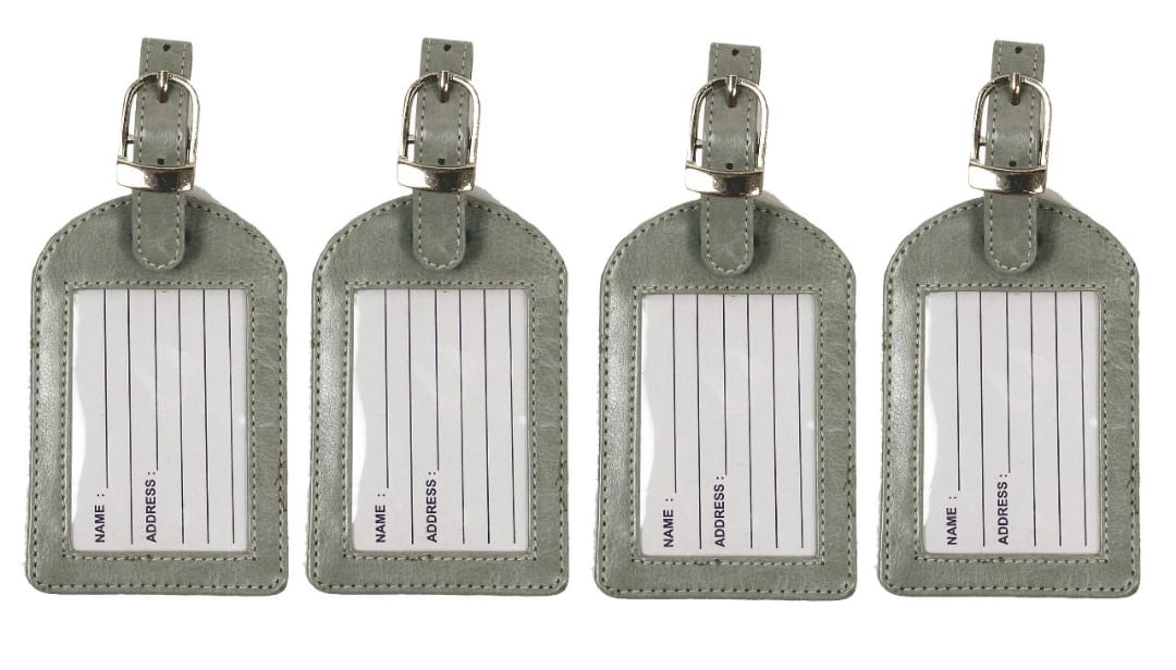 Sukeshcraft Luggage Tags Suitcase Tag Travel Bag Labels 4 Pcs. (Grey)