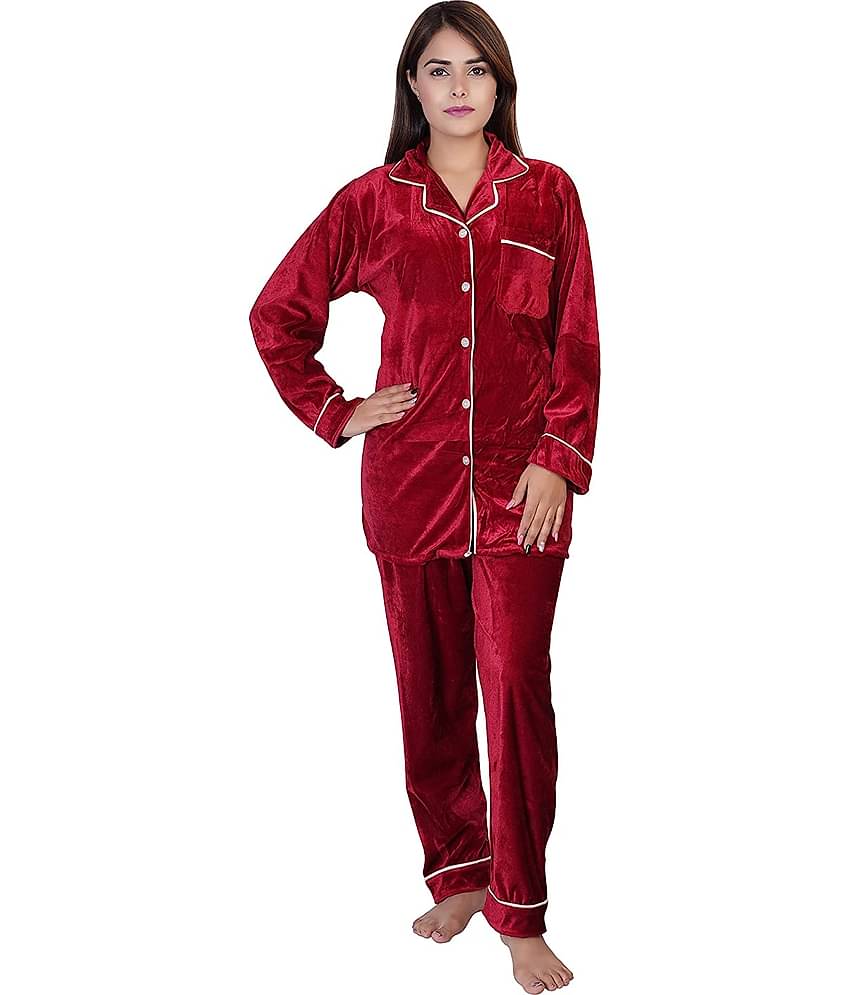Gutthi Cotton Nighty & Night Gowns - Red Single