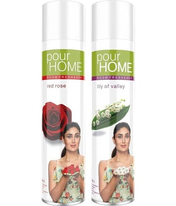 POUR HOME Red Rose & Lilly of Valley Room Freshener Spray , 220ml Each ( Pack of 2 )