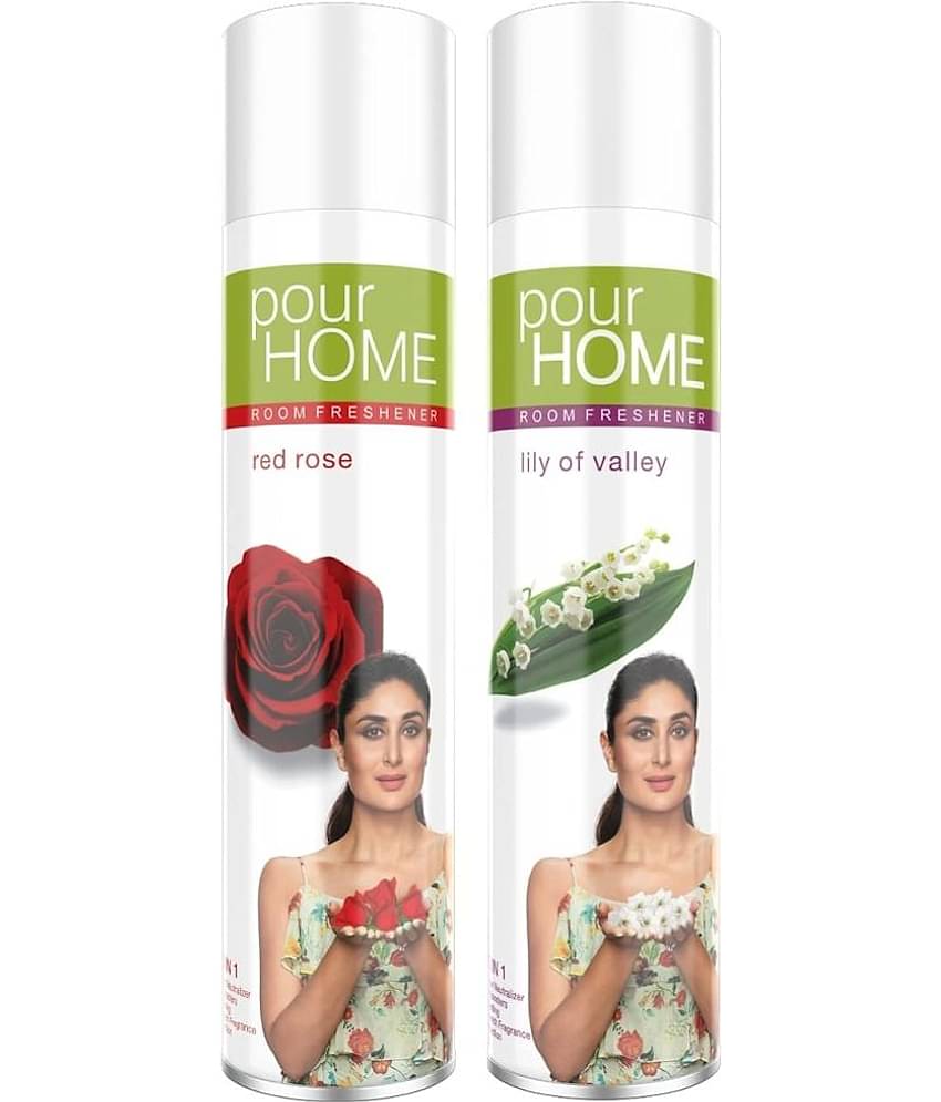 POUR HOME Red Rose & Lilly of Valley Room Freshener Spray , 220ml Each ( Pack of 2 )