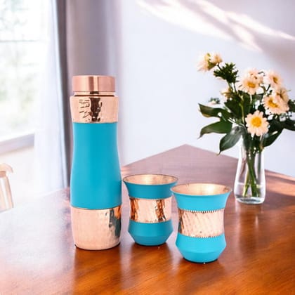 Gifting Set of Copper Bottle with Glass