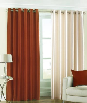 Homefab India Plain Semi-Transparent Eyelet Long Door Curtain 9ft (Pack of 2) - Multicolor