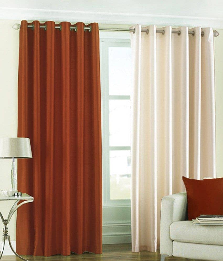 Homefab India Plain Semi-Transparent Eyelet Long Door Curtain 9ft (Pack of 2) - Multicolor