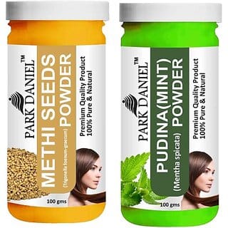 PARK DANIEL Pure & Natural Methi Powder & Pudina(Mint)Powder Combo Pack of 2 Bottles of 100 gm (200 gm ) (200 ml)
