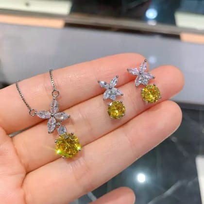 Citrine | Exquisite Platinum Plated Jewelry Set