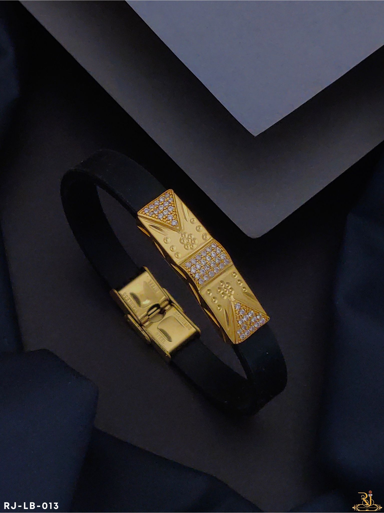 Micro Gold Plated with Diamond  Gorgeous Design Bracelet for Men -LB-013-Fixed