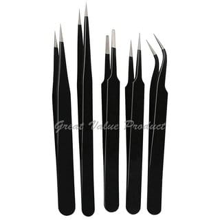 Scorpion Tweezers 5 in 1 Stainless Steel Tweezers Set (Stainless Steel)Black