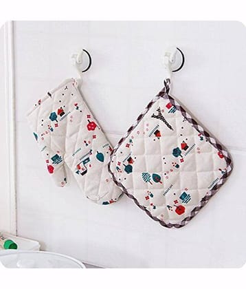 Cotton Printed Microwave Oven Heat Resistant Hand Glove with Pot Holder