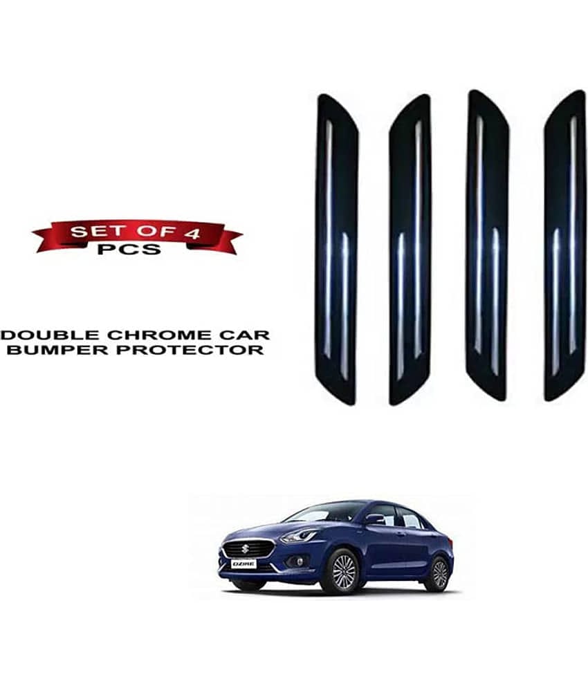 RONISH Rubber Car Bumper Protector Guard (Double Chrome) For Maruti Suzuki Swift Dzire