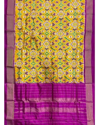IKKAT SILK YELLOW WITH PINK COLOR DUPATTA