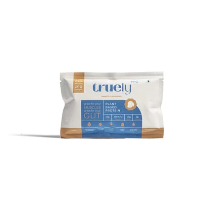 Truely Pro - Vegan Plant Protein | 24g Protein/Serving | 4 Bn CFU Probiotics | 3 Protein Sources - Pea, Brown Rice & Moong Bean | No Artificial Flavours | THIRD-PARTY TESTED | Mango | 3 Serv.