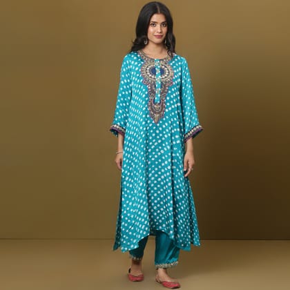Bandhani asymmetric kurta set-XS