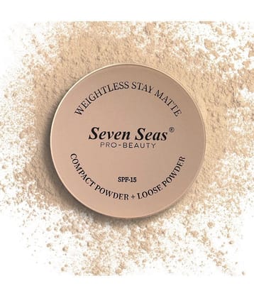 Seven Seas Weightless Stay Matte 2 in 1 Loose Powder & Compact Powder SPF -15 (Banana)