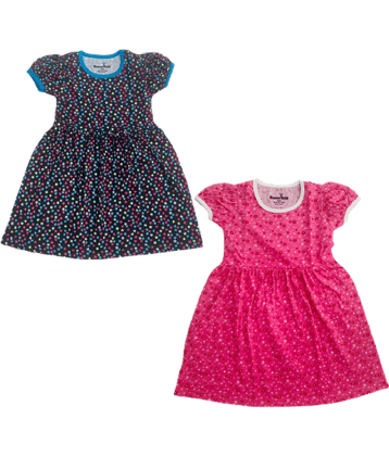 NammaBaby Cotton Fit And Flare Dress For Girls ( Pack of 2 , Pink )