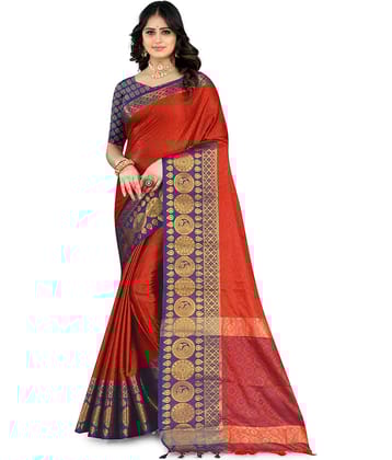 LEELAVATI Silk Woven Saree With Unstitched Blouse Piece ( Multicolor )
