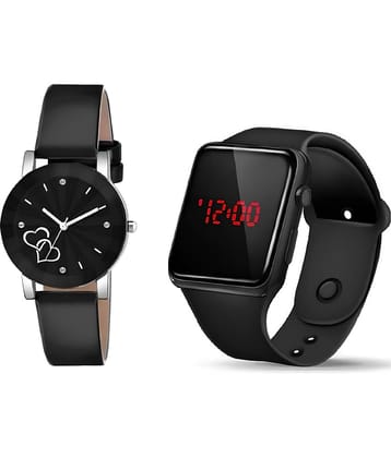 DECLASSE Black Leather Digital Womens Watch