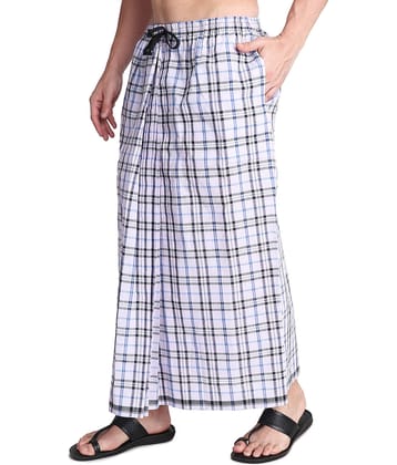 GOWRI TEX Elastic Blue Cotton Blend Men's Lungi Dual Pocket ( Pack of 1 )
