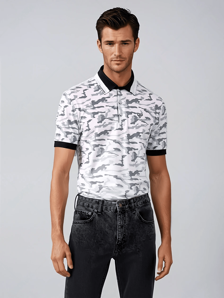 AH White Camo Golf Polo