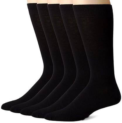 VOCI France Men's Formal Socks Calf Length Light weight for whole day wearing Free Size - Black 5