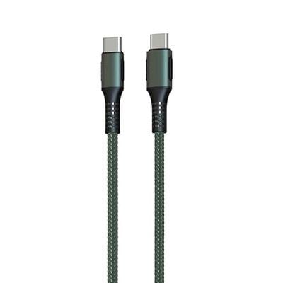 Portronics Konnect C Square 18W Type-C to Type-C 1.2M Cable With Power Delivery & 3A Quick Charge Support, Nylon Braided For All Type-C Devices, Green