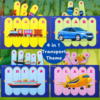 TOYJOS Wooden Animal and Transport Stick Puzzle with Frame | Preschool Montessori Educational Memory Learning 8 in 1 Jigsaw Board Games | Birthday and Return Gifts for Boys, Girls (2-7 Years Kids)