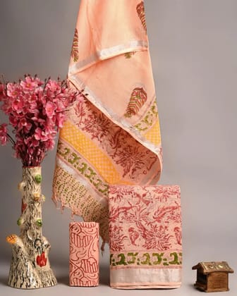 Linen Cotton Suits  Bagru Hand Block Printed Linen Suits With Zari BorderSize:-Top & Dupatta:- Linen Cotton  (2.50+2.50) mtrsBottom :-Cotton 2.50 mtrs