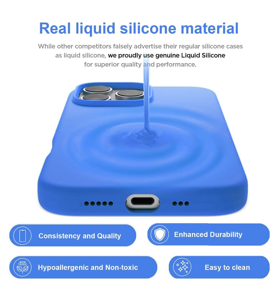 LIRAMARK Liquid Silicone Soft Back Cover Case for Apple iPhone 16 Pro