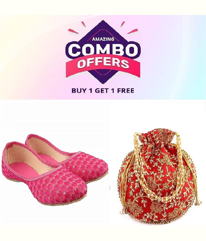 Anjaneya Creations Pink Women's Juttis