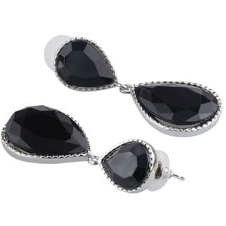 Twin Black Drop Earrings Natural Stone Copper Alloy Drop Hook Fashion Jewelry Earrings for Girls  Women's - Black