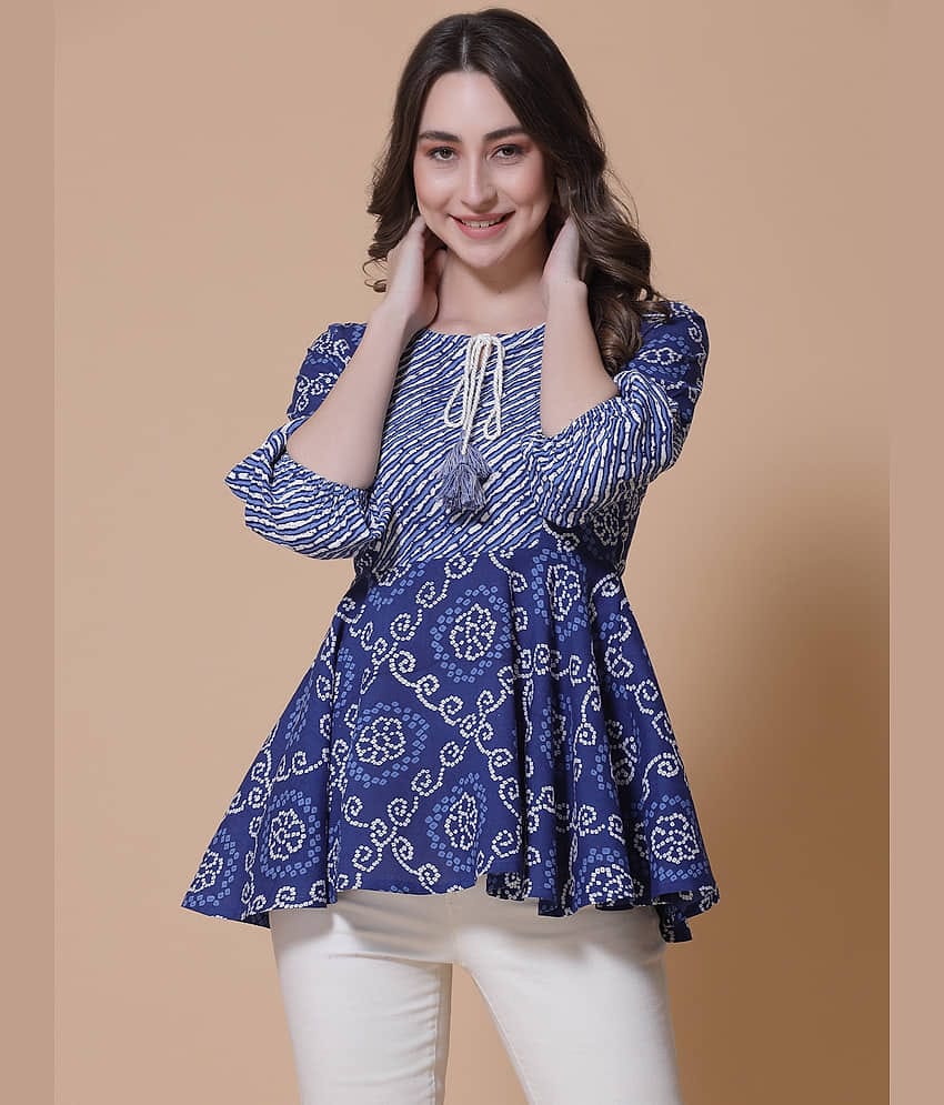 GOD BLESS - Blue Rayon Women's A-Line Top ( Pack of 1 )