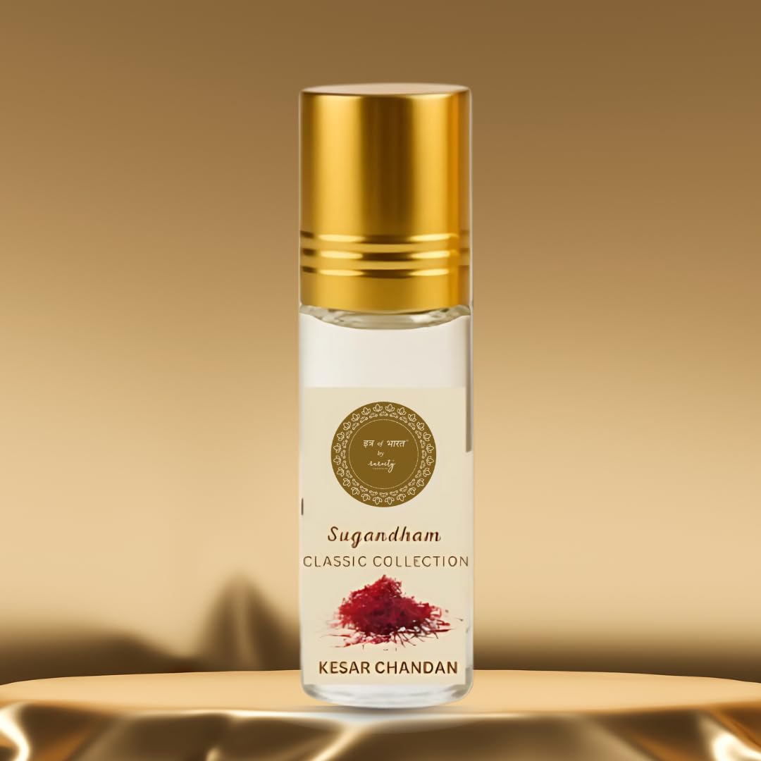 Rareity Kesar Chandan Ittar | Pure Saffron & Sandalwood Blend | Alcohol-Free Fragrance | 100% Made in India | 10ml Long-Lasting Perfume| Travel-Friendly