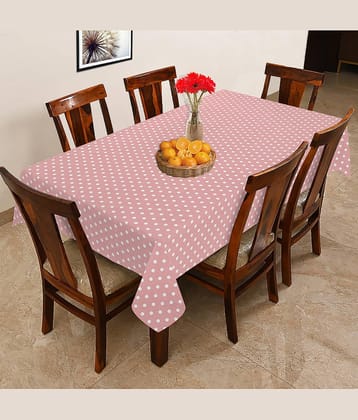 Oasis Home Tex Printed Cotton 6 Seater Rectangle Table Cover ( 178 x 152 ) cm Pack of 1 Pink