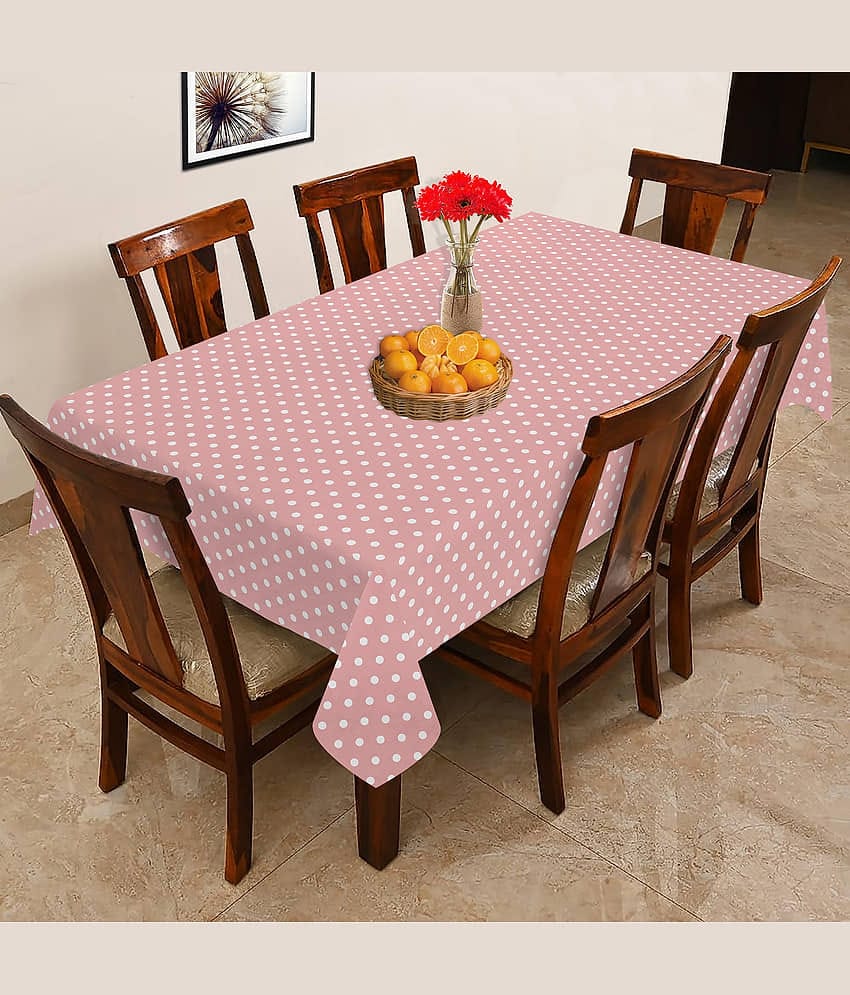 Oasis Home Tex Printed Cotton 6 Seater Rectangle Table Cover ( 178 x 152 ) cm Pack of 1 Pink