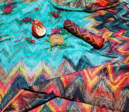 BEAUTIFUL ITALIAN BINDI SILK DIGITAL PRINTED SAREE 1610