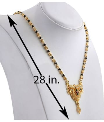 Shankhraj Mall latest design Gold Plated Black Bead Chain Meena Mangalsutra For Women-10053